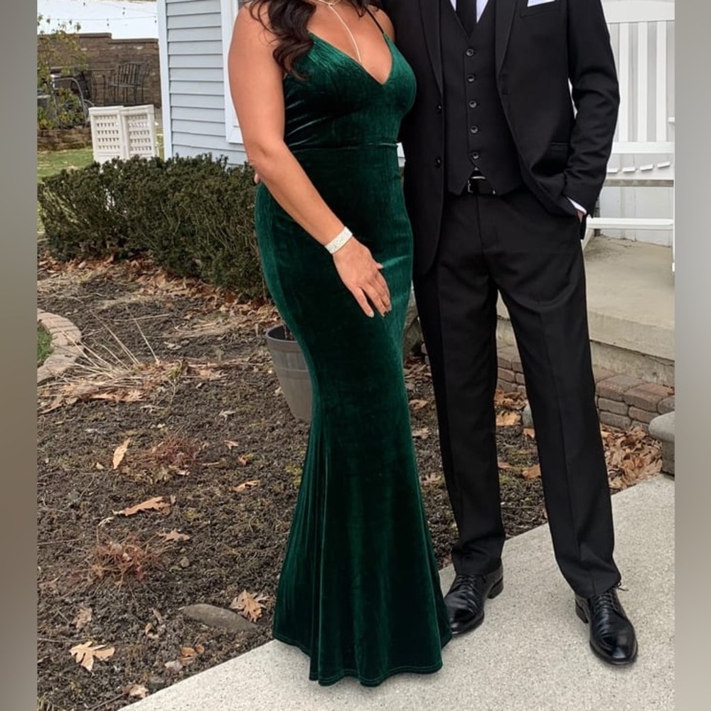 Emerald Green Velvet Mermaid Maxi Dress NWOT Large